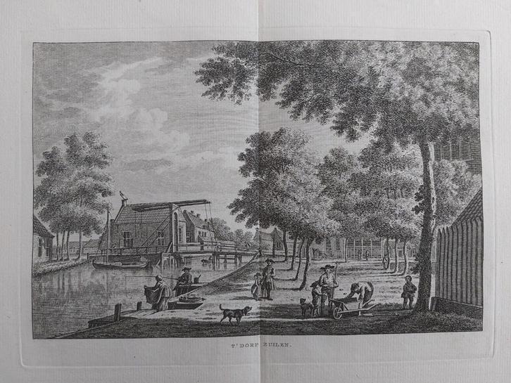 217 / Het dorp Zuilen - Zuylen Gravure uit 18e eeuw, Antiek en Kunst, Kunst | Etsen en Gravures, Ophalen of Verzenden