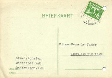 J. Joosten, Oosthuizen N.H. - 12.1942 - briefkaart beschikbaar voor biedingen