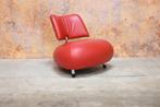 Als NIEUW! rode leren Leolux Pallone design fauteuil, Leolux, Leolux, Design, 75 tot 100 cm