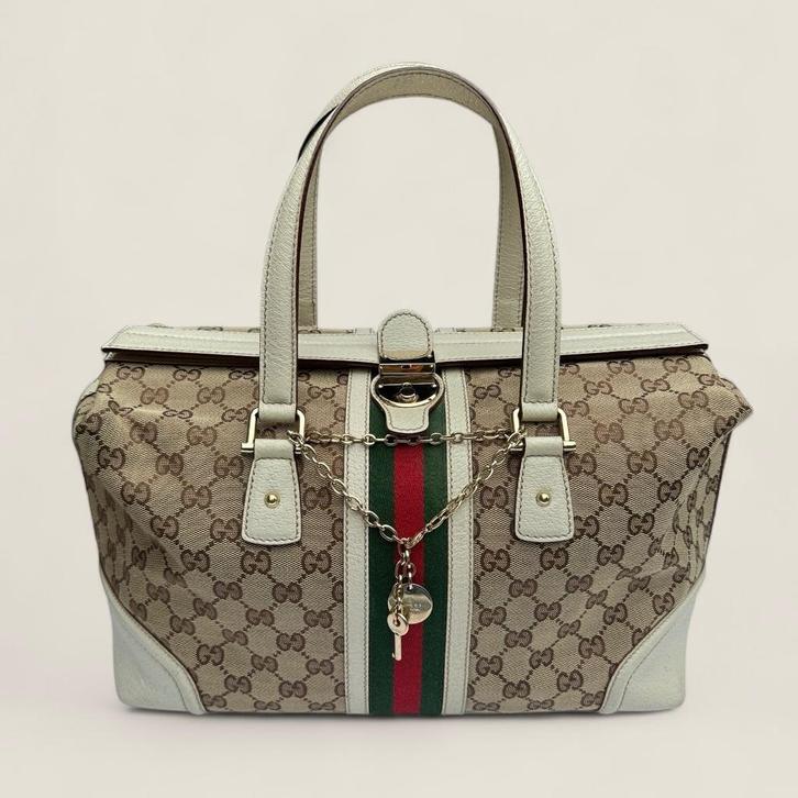 Gucci Ophidia Boston handtas authentiek, Sieraden, Tassen en Uiterlijk, Tassen | Damestassen, Zo goed als nieuw, Handtas, Beige