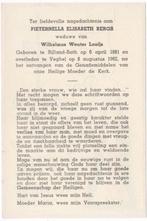 Pieternella E. Bergs 1881 Rilland-Bath + 1962 Veghel, 81 jr, Verzenden