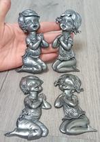 vintage 2 biddend meisjes en 2 jongens tinnen figuurtjes, Antiek en Kunst, Antiek | Tin, Ophalen of Verzenden