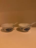 Antieke Chinese Kommen Set met Lepels - Blauw Wit, Antiek en Kunst, Ophalen of Verzenden