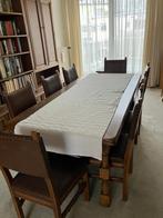 Uitschuifbare eettafel met 8 stoelen - Castle Furniture, Ophalen, Gebruikt, Eikenhout, 50 tot 100 cm