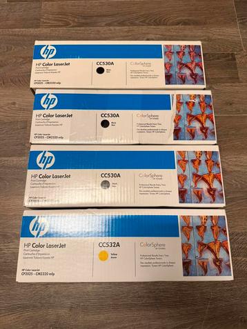 4x HP toners CC530A zwart + CC532A geel origineel NIEUW beschikbaar voor biedingen