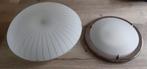 2 Plafonnières - Glas en Metaal, Huis en Inrichting, Lampen | Plafondlampen, Ophalen of Verzenden, Gebruikt, Glas