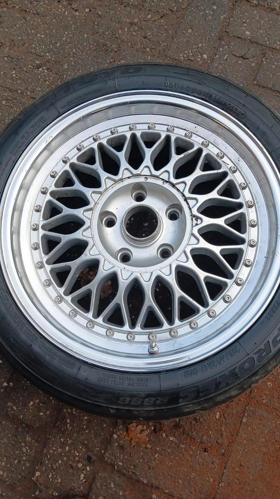 BMW E36 Lenso BSX 17" Velgen met Semislicks, Auto-onderdelen, Banden en Velgen, Banden en Velgen, Zomerbanden, 17 inch, 215 mm