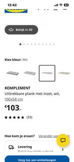 IKEA Komplement uittrekbare plank 100x58 - Wit, Huis en Inrichting, 100 tot 150 cm, Ophalen of Verzenden, Zo goed als nieuw, Minder dan 100 cm