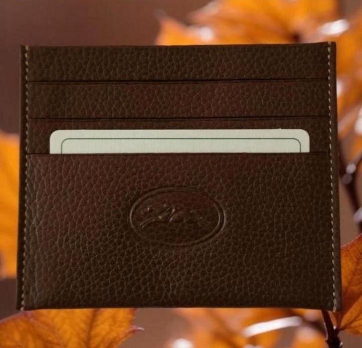 Longchamp Leren pasjeshouder bruin leer Nieuw, Sieraden, Tassen en Uiterlijk, Portemonnees, Nieuw, Overige merken, Bruin, Leer