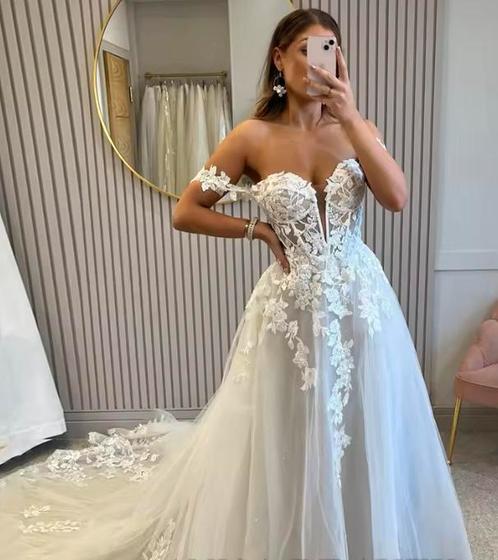 Fraaie nieuwe(!) trouwjurk Anna €799 34 36 38 40 42 44, Kleding | Dames, Trouwkleding en Trouwaccessoires, Nieuw, Trouwjurk, Wit