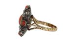 Bloedkoraal parel antiek 14k gouden ring dames uniek retro, Sieraden, Tassen en Uiterlijk, Antieke sieraden, Ophalen of Verzenden