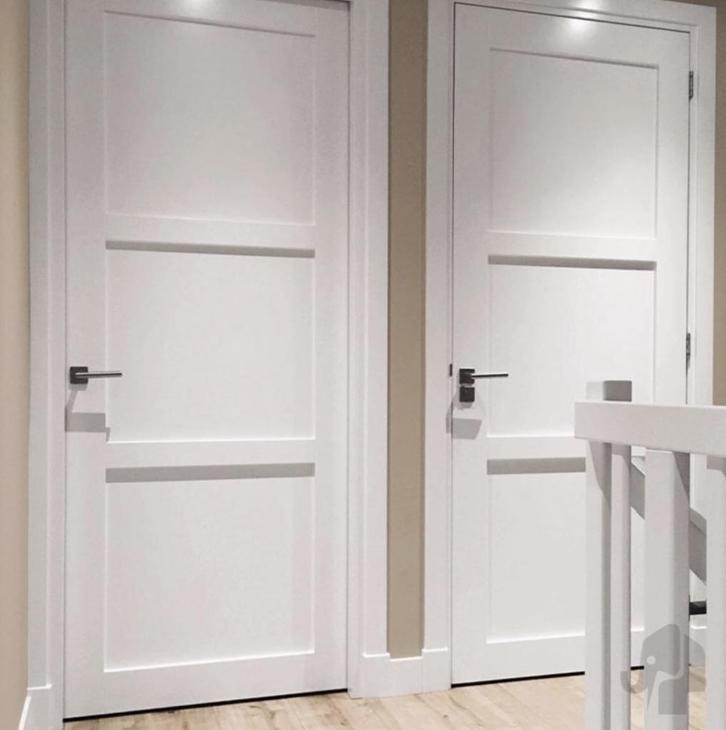 Moderne binnendeur in stomp en opdek voorgelakt, Doe-het-zelf en Verbouw, Deuren en Horren, Nieuw, Binnendeur, 200 tot 215 cm