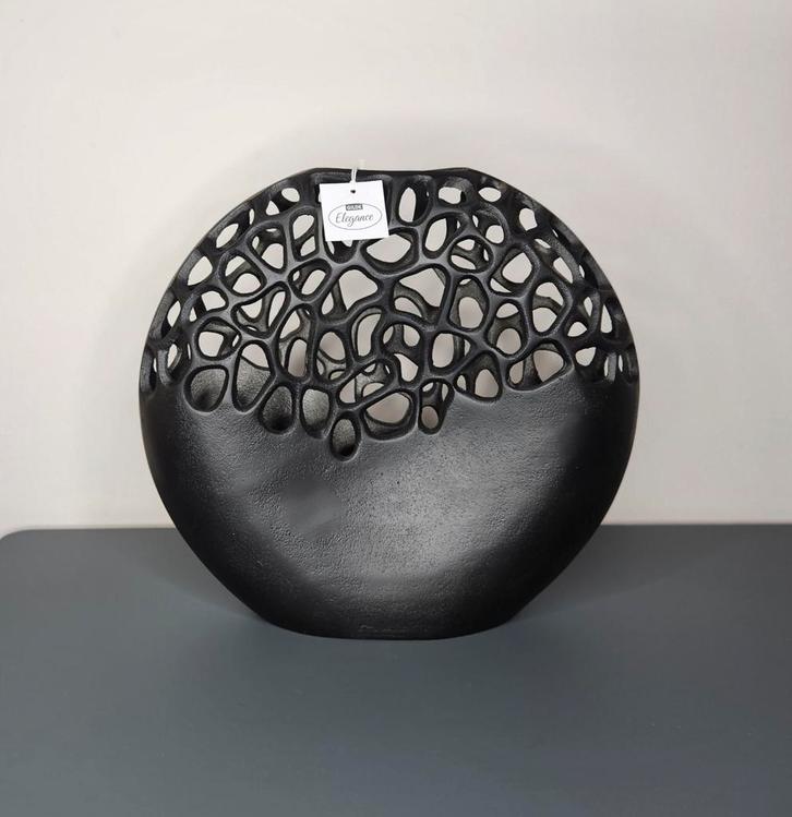 Vaas Aluminium "Osaka" zwart H.27cm, Antiek en Kunst, Kunst | Designobjecten, Ophalen of Verzenden