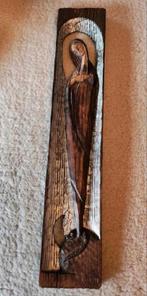 Madonna Religieus Houtsnijwerk Art Deco Gesigneerd, Antiek en Kunst, Ophalen of Verzenden
