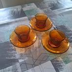 Duralex Espresso Kopjes Amber Glas, Gebruikt, Ophalen of Verzenden, Glas, Effen