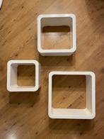 Vintage wandplanken, wit gelakt Hout - set van 3, Ophalen of Verzenden, Gebruikt