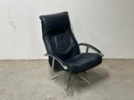Kebe design relaxfauteuil – blauw leer, jaren ’80, Huis en Inrichting, Fauteuils, Gebruikt, -, -, 75 tot 100 cm