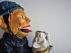 Gietijzeren mechanische spaarpot agent veldwachter & varken, Antiek en Kunst, Ophalen of Verzenden