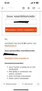 Hotelspecials 10 euro korting, Tickets en Kaartjes, Kortingen en Cadeaubonnen, Eén persoon, Kortingsbon, Overige typen