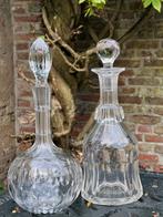 1 OLIJF GESLEPEN KARAF EN EEN GEFACETTEERDE KRAAGKARAF, Antiek en Kunst, Antiek | Glas en Kristal, Verzenden
