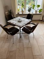 Kantine/Vergaderstoelen + Vierkante Tafel, Huis en Inrichting, Ophalen, Gebruikt, Bruin, Vier
