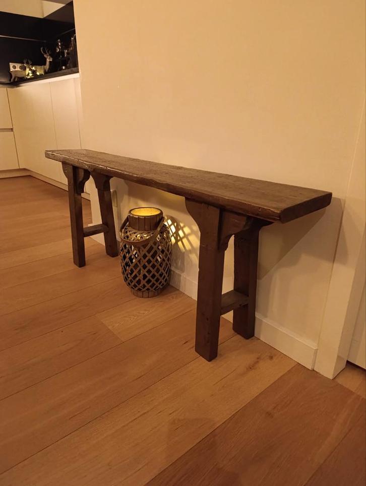Houten Bankje / Sidetable, Antiek en Kunst, Antiek | Meubels | Stoelen en Banken, Ophalen