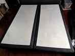 Boxspring, 2-persoons, donkergrijs gemailleerde stof, Ophalen, Gebruikt, Tweepersoons, 180 cm