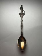 Antieke verzilverd souvenirlepel Manneken Pis Brussel Belgie, Ophalen of Verzenden