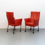 6x Montis Chaplin eetkamerstoelen Tomato Rood, Ophalen of Verzenden, Zo goed als nieuw, Leer