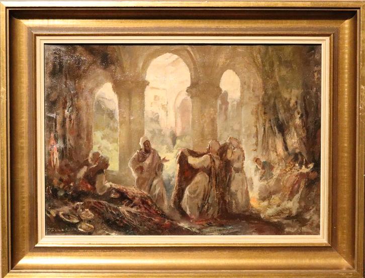 Oriëntalistisch olieverfschilderij, Antiek en Kunst, Kunst | Schilderijen | Klassiek, Ophalen of Verzenden