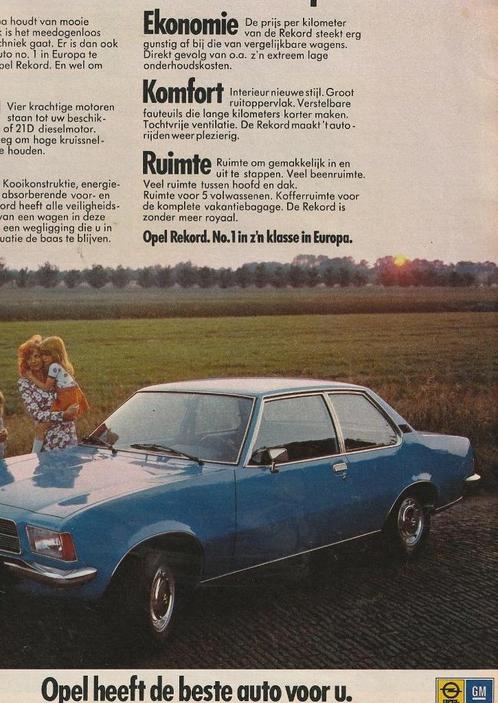 Retro reclame 1974 Opel Rekord auto nummer 1 in klasse, Verzamelen, Retro, Overige typen, Verzenden