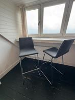 2 barkrukken met rugleuning, gestoffeerd, Huis en Inrichting, Barkrukken, Ophalen, Met voetsteun, Zo goed als nieuw, Metaal