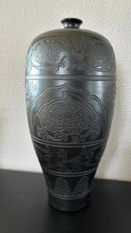 Meiping plum vaas porselein zwart 36 cm, Ophalen of Verzenden