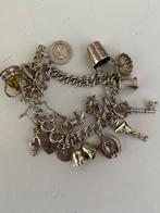 Zilveren engelse bedelarmband hartslot, Sieraden, Tassen en Uiterlijk, Antieke sieraden, Ophalen of Verzenden, Zilver, Armband