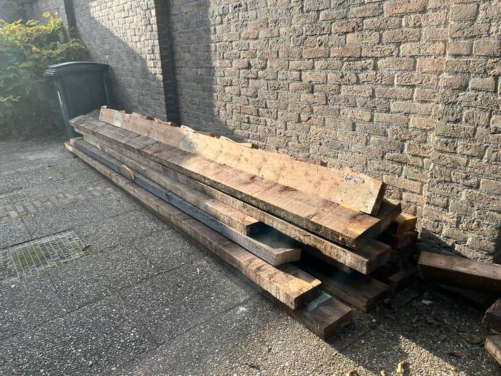 Stevige Houten Vloerbalken, Doe-het-zelf en Verbouw, Hout en Planken, Gebruikt, Balk, Overige houtsoorten, 300 cm of meer, 50 mm of meer