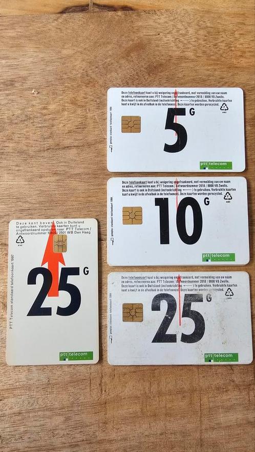 Set van 4 originele PTT telefoonkaarten met cijfers (design), Verzamelen, Telefoonkaarten, Nederland, Ophalen of Verzenden