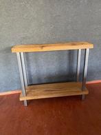 Stoere industriële Side table gemaakt van frans eiken, Huis en Inrichting, Tafels | Sidetables, Ophalen, 100 tot 150 cm, Eikenhout