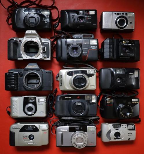 15x (defecte) analoge fotocamera's o.a. Canon, Nikon, Pentax, Audio, Tv en Foto, Fotocamera's Analoog, Niet werkend, Compact, Overige Merken