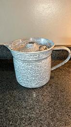 Mooie emaille melkkoker. Licht grijs gewolkt., Antiek en Kunst, Antiek | Emaille, Ophalen of Verzenden