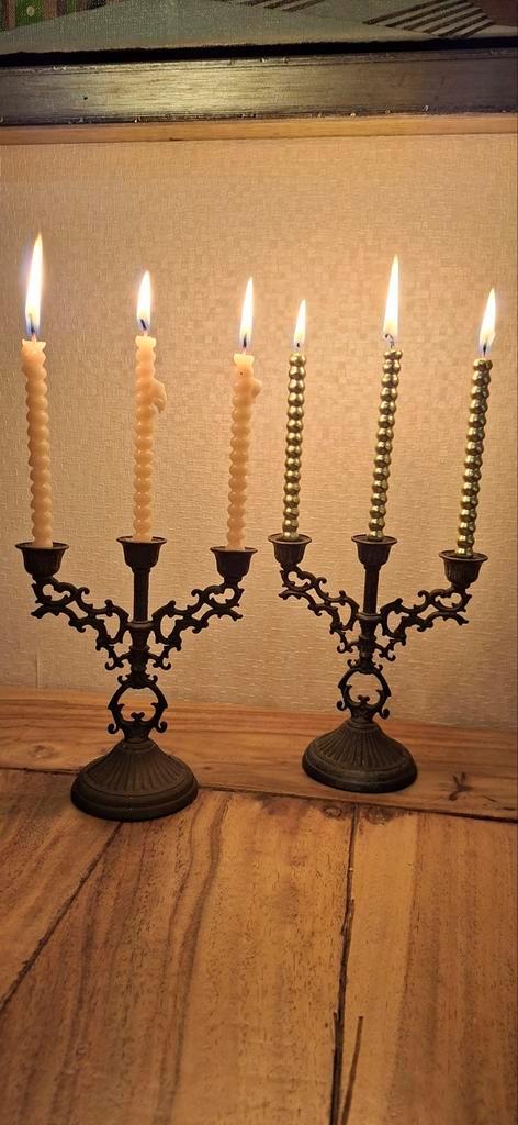 Vintage Messing Mini Kandelaar - Set van 2, Antiek en Kunst, Antiek | Kandelaars, Koper of Brons, Ophalen of Verzenden