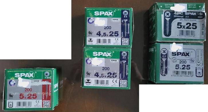 Nieuw 3 verschillende maten Spax spaanplaatschroeven, Doe-het-zelf en Verbouw, IJzerwaren en Bevestigingsmiddelen, Nieuw, Schroeven
