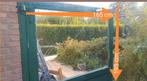 Hardhouten tuinschermen/tuindeur/tuinscherm met glas, Ophalen, Gebruikt, 150 tot 200 cm, 150 tot 200 cm