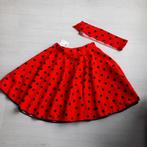 Rood rokje met zwarte polkadots. Met sjaaltje maat 34., Carnaval, Ophalen of Verzenden, Zo goed als nieuw, Kleding