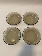 Retro Set van 4 Arcoroc Rookglas Smoke platte schaaltjes de, Huis en Inrichting, Keuken | Servies, Ophalen, Gebruikt, Overige stijlen