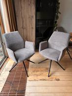 6 Eetkamerstoelen draaibaar met armleuning – bruingrijs stof, Ophalen, Overige kleuren, Nieuw, Metaal