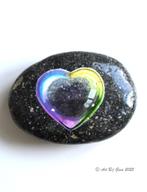 Bellenblaas hart, hand geschilderd op een mooie riviersteen, Ophalen of Verzenden