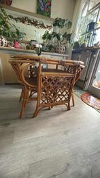 Rotan/bistro setje, Huis en Inrichting, Tafels | Salontafels, Ophalen, Bistro, Gebruikt, 50 tot 100 cm