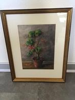 Ingelijste geranium, gesigneerd, Ophalen of Verzenden