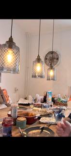 3 Glazen Eetkamer Lampen, Huis en Inrichting, Ophalen of Verzenden, Gebruikt, Glas, Minder dan 50 cm