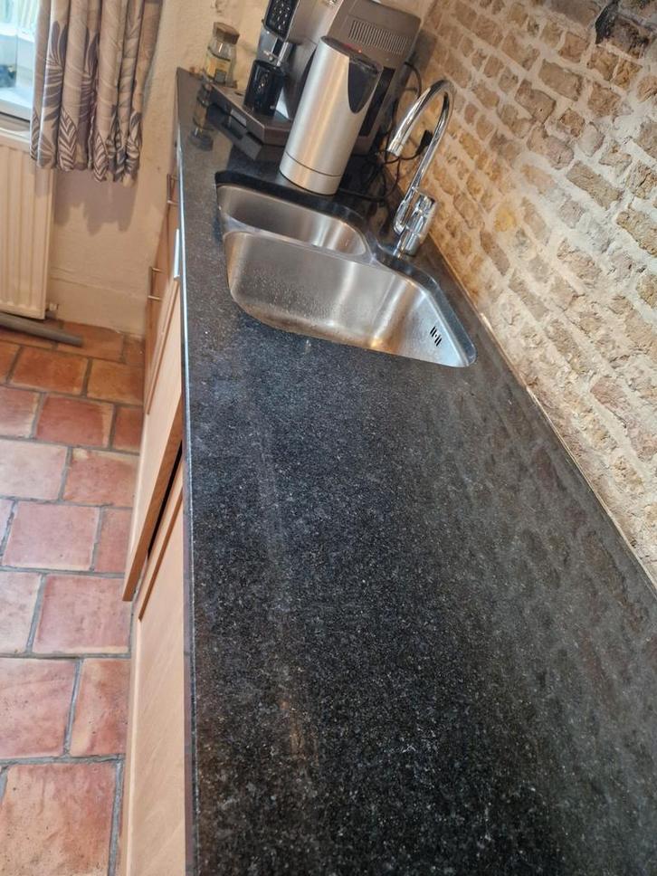 Zwarte Granito Aanrechtblad - 3 Stuks, Huis en Inrichting, Keuken | Keukenelementen, Gebruikt, Zwart, Ophalen